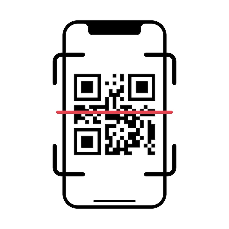 Kostenlose Vektor qr-code auf dem handy