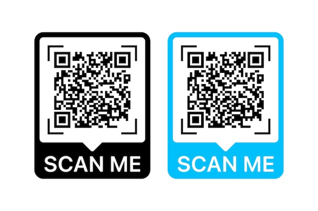 QR-Code Scannen Sie mich schwarz und blau