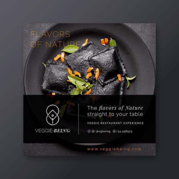 Quadratische Flyer-Vorlage des gesunden Restaurants
