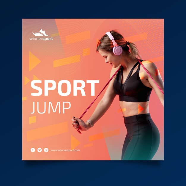 Quadratische Flyer-Vorlage für Fitness im Fitnessstudio