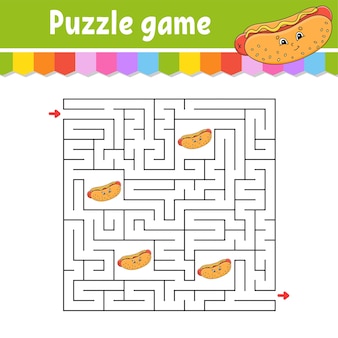 Quadratisches labyrinth. spiel für kinder. puzzle für kinder. labyrinth-rätsel.