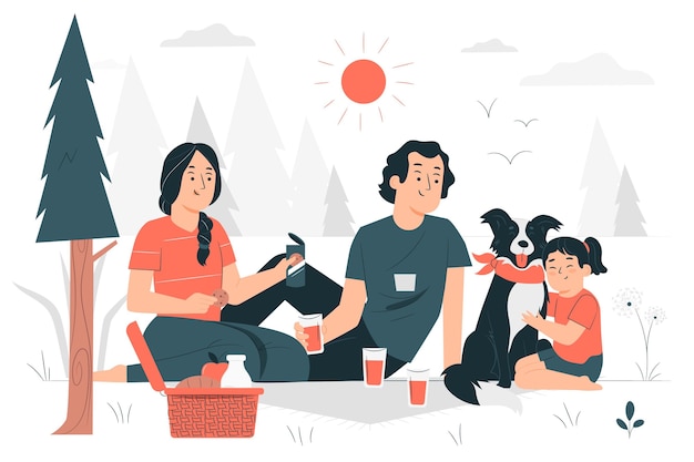 Qualitätszeit in der Naturkonzeptillustration
