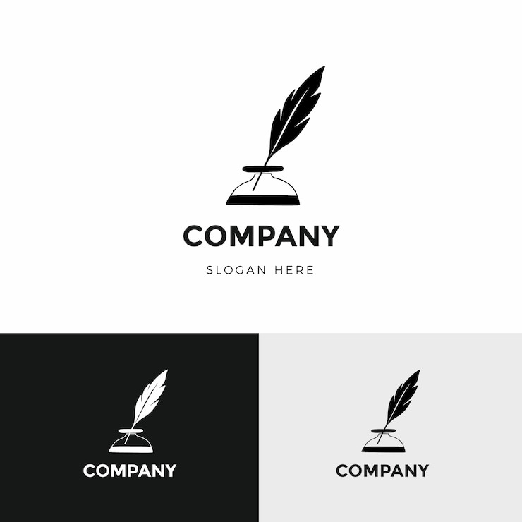 Kostenlose Vektor quill-pen-logo-vorlage