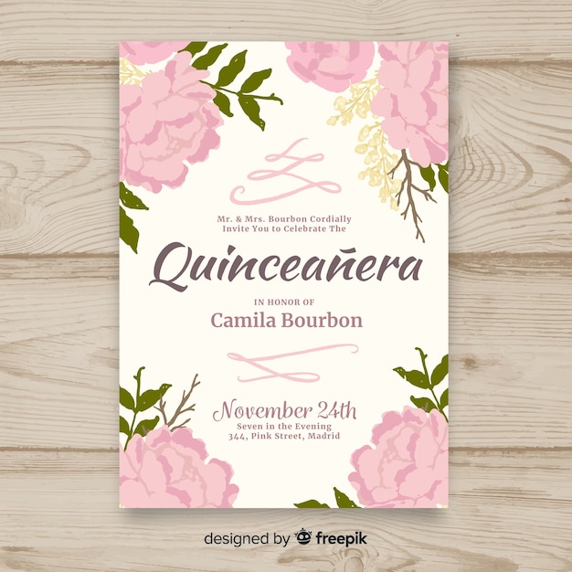 Kostenloser Vektor quinceañera party einladung