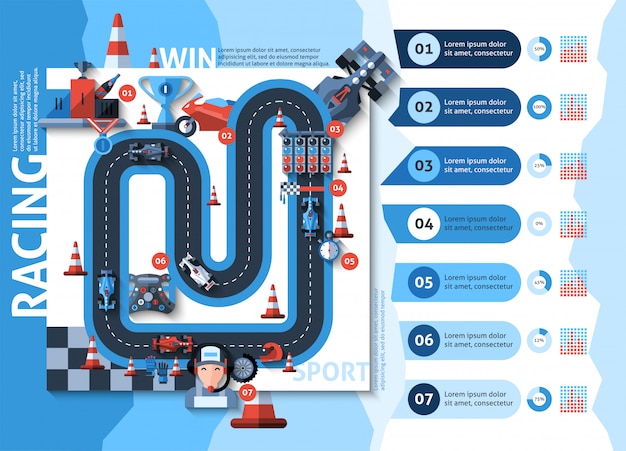 Kostenloser Vektor racing infografiken set