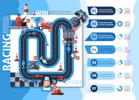 Kostenloser Vektor racing infografiken set