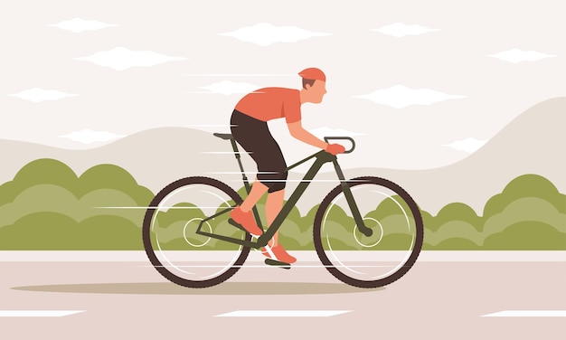 radfahrer, der fahrrad in der straßenszene fährt