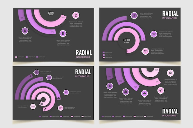 Kostenloser Vektor radiale infografik-sammlung