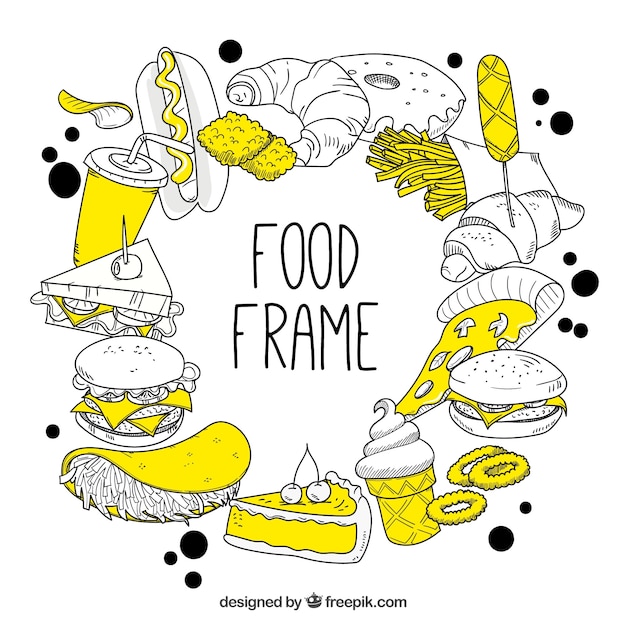 Kostenloser Vektor rahmen mit leckerem essen