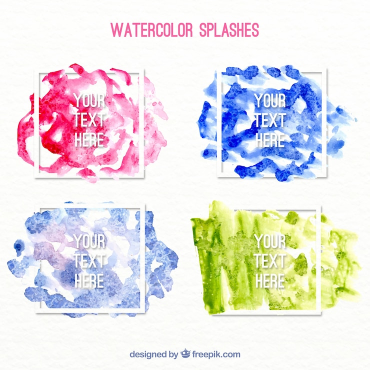 Kostenlose Vektor rahmen mit spritzern von aquarell