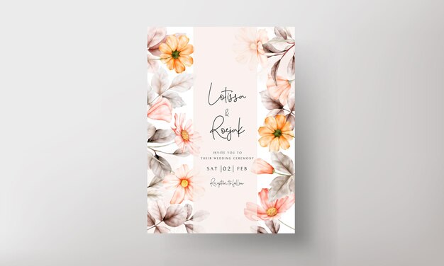 Rahmen von Aquarellblumen auf Hochzeitseinladungskarte
