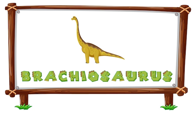 Kostenloser Vektor rahmenvorlage mit dinosauriern und text-brachiosaurus-design-insi