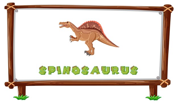 Rahmenvorlage mit Dinosauriern und Text-Spinosaurus-Design im Inneren