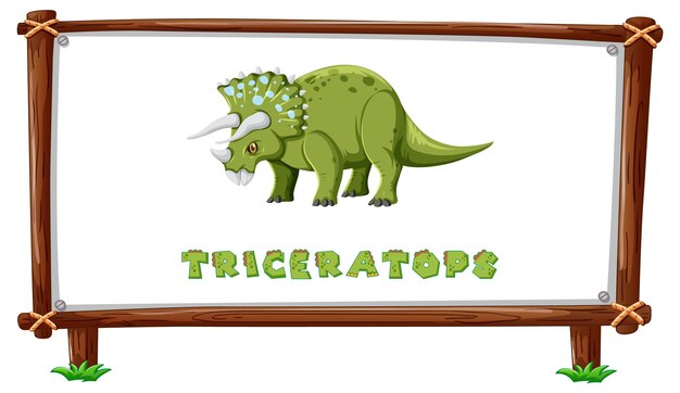 Rahmenvorlage mit Dinosauriern und Text-Triceratops-Design im Inneren