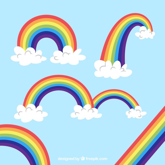 Rainbows Sammlung mit verschiedenen Formen in flachen syle
