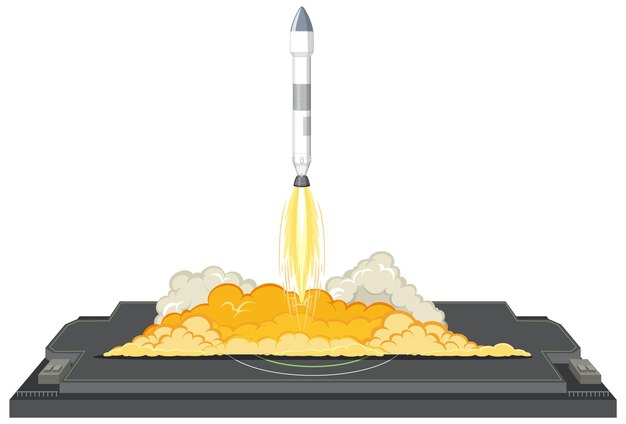 Kostenloser Vektor raketenstart in den weltraum