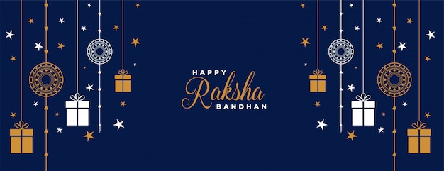 Raksha bandhan blue rakhi und geschenke banner