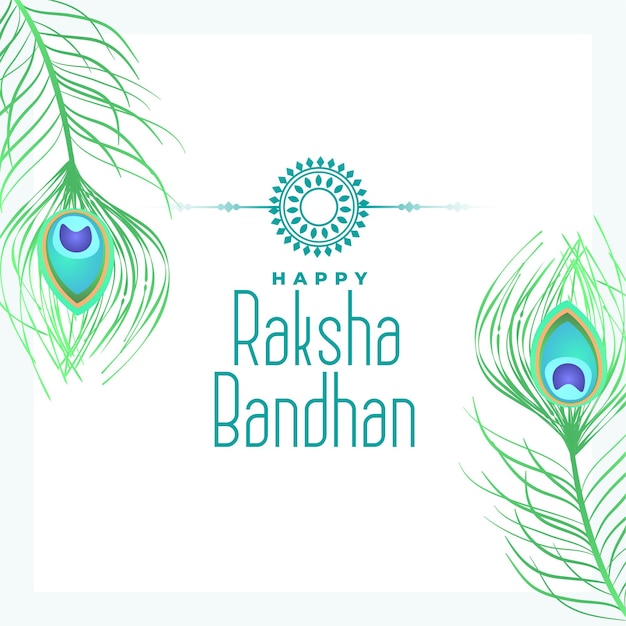 Raksha-Bandhan-Vorlage der hinduistischen Kultur mit Rakhi und Pfauenfeder