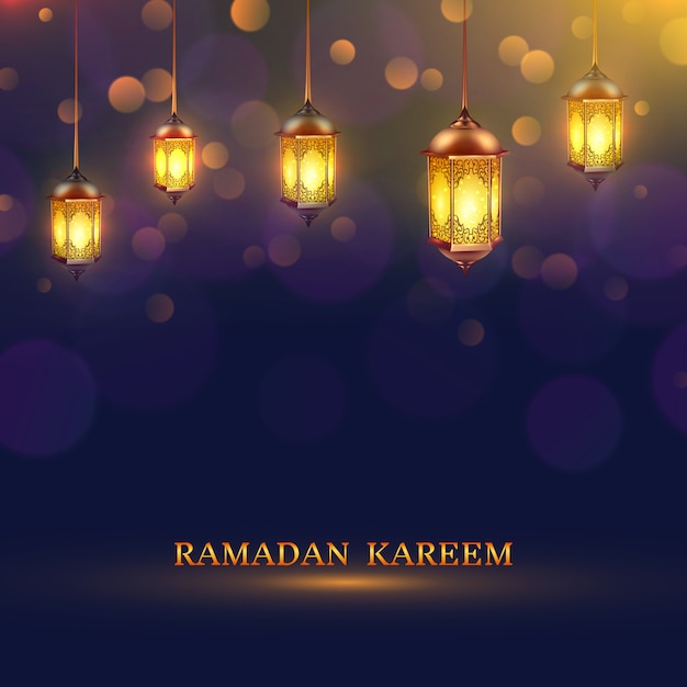 Kostenloser Vektor ramadan beleuchtet poster