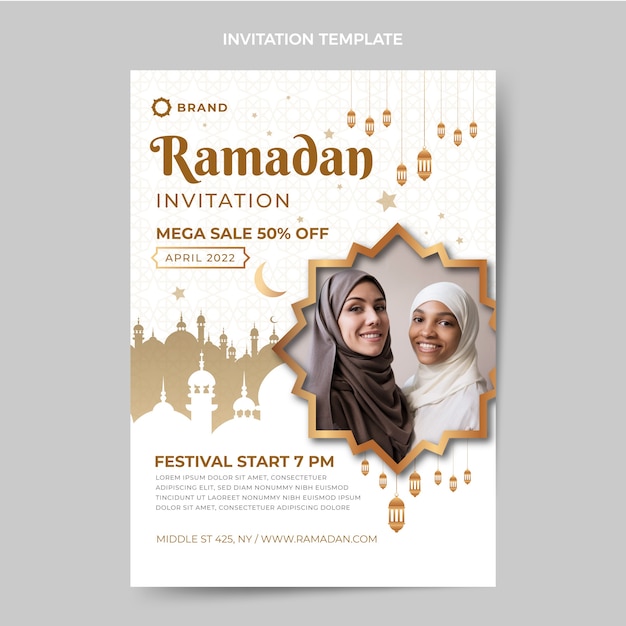Ramadan-einladungsvorlage mit farbverlauf