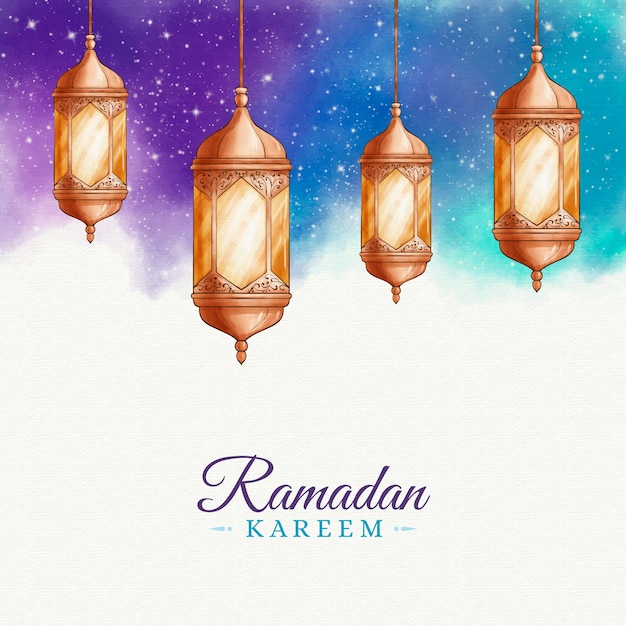 Kostenloser Vektor ramadan-ereignis im aquarellstil