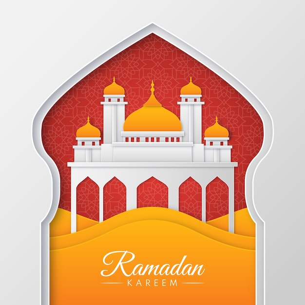 Kostenloser Vektor ramadan-illustration im papierstil