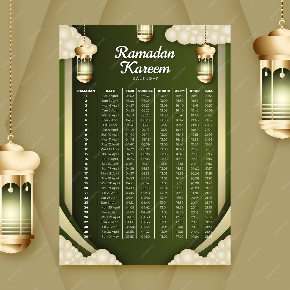 Ramadankalender mit farbverlauf Kostenlose Vektor