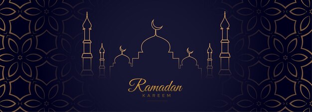 Ramadan kareem arabisches Festivalbanner im Linienstil