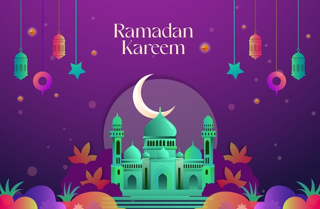 Kostenloser Vektor ramadan kareem goldene grüßbanner illustration design vorlage mit goldenen 3d-element