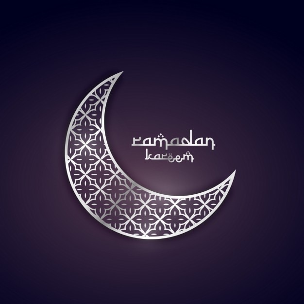 Kostenloser Vektor ramadan kareem gruß design mit silbermond mit muster