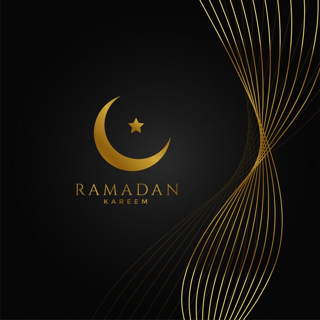 Ramadan Kareem Hintergrund mit goldenen Wellenlinien