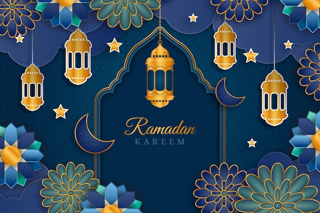 Ramadan kareem illustration im papierstil