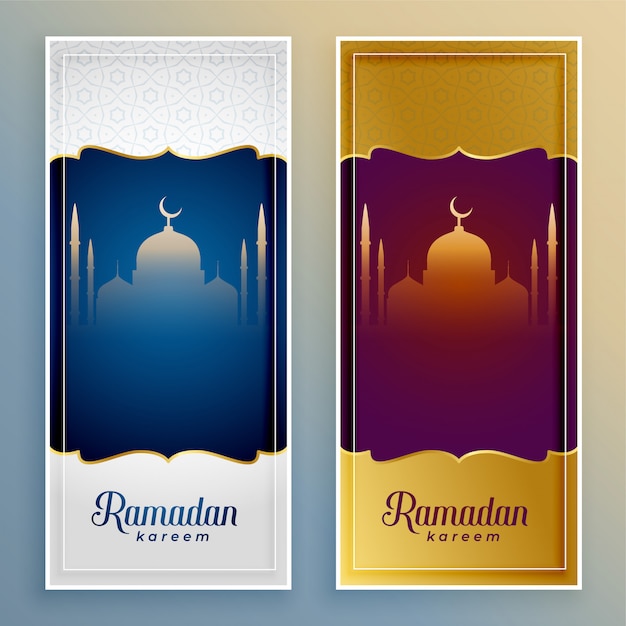 Kostenloser Vektor ramadan kareem islamische banner gesetzt