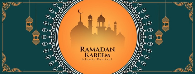 Ramadan kareem islamische festivalfeier kultureller bannervektor