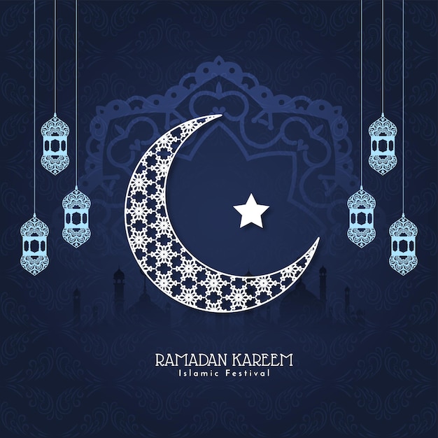 Ramadan kareem islamischer hintergrund mit halbmond-designvektor