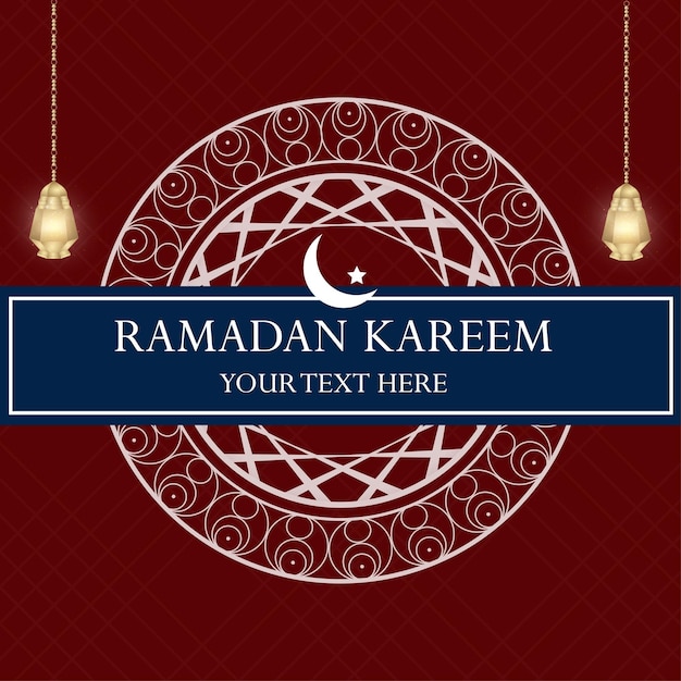 Ramadan kareem maroon blauer hintergrund islamische social media banner free vector