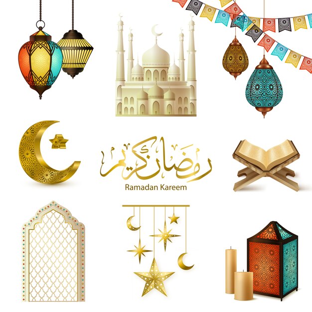 Ramadan Kareem Realistisches Set