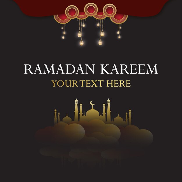 Ramadan Kareem Schwarzer goldener Hintergrund Islamischer Social Media Banner Free Vector