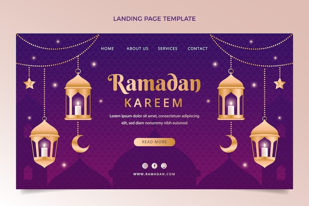 Kostenloser Vektor ramadan-landing-page-vorlage mit farbverlauf