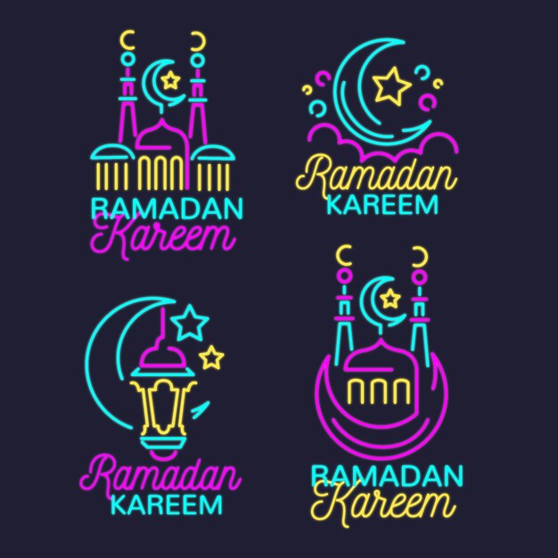 Kostenloser Vektor ramadan schrift neonschild