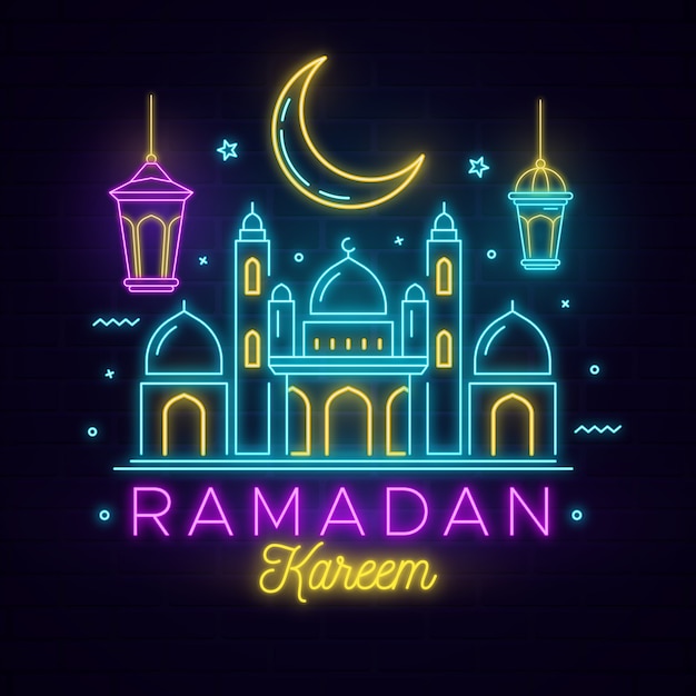 Ramadan schrift neonschild