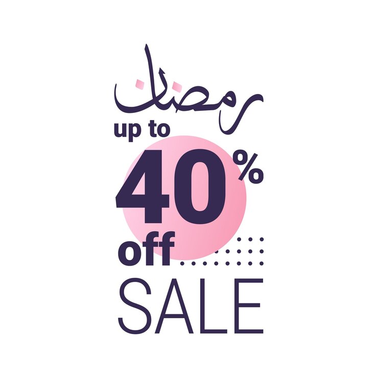 Kostenlose Vektor ramadan super sale erhalten sie bis zu 40 rabatt auf banner mit gepunktetem hintergrund