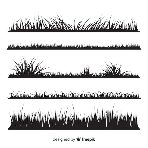 Kostenloser Vektor rand des schwarzen grases silhouettiert ansammlung