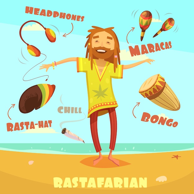 Rastafarian charakter illustration