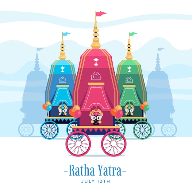 Kostenloser Vektor rath yatra feier illustration