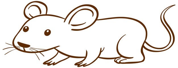 Ratte im einfachen Doodle-Stil auf weißem Hintergrund