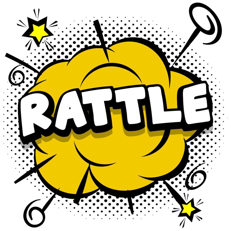 Kostenlose Vektor rattle comic helle vorlage mit sprechblasen auf bunten rahmen