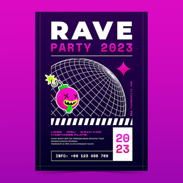 Kostenloser Vektor rave-party-poster-design