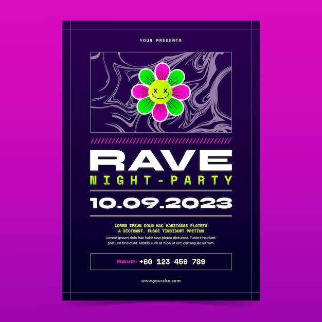 Kostenloser Vektor rave-party-poster-design