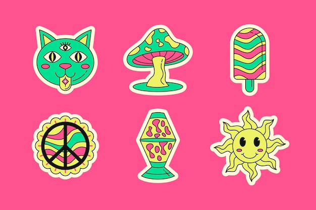 Rave-party-sticker-set-design